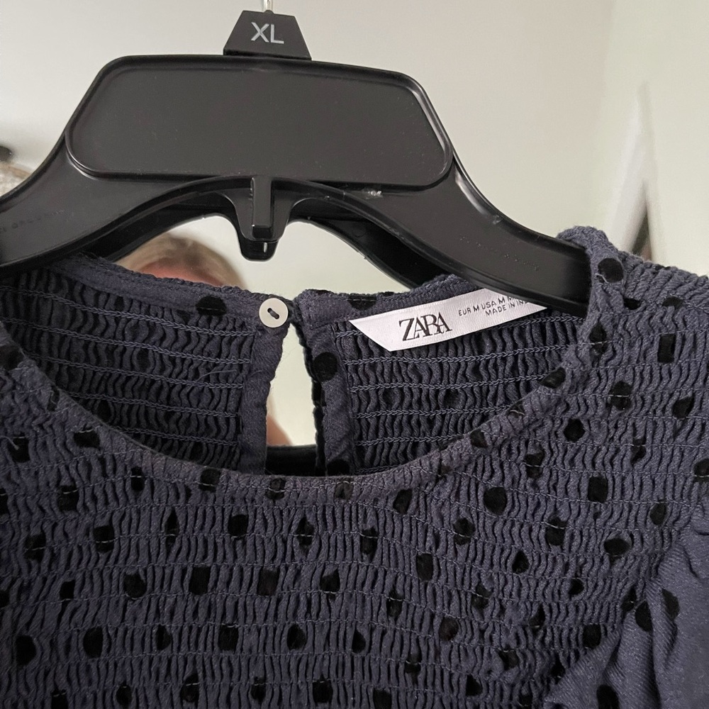 ZARA pokadot blue longsleeve top